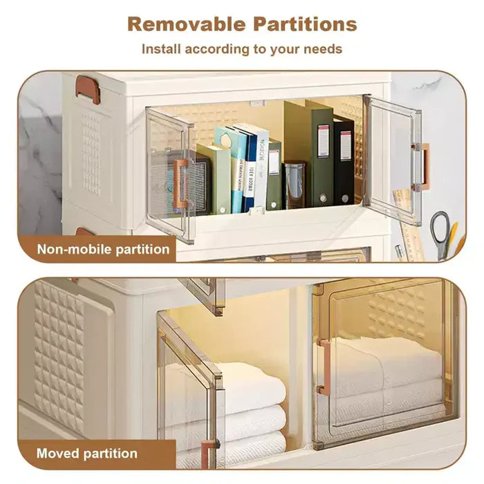 GustoWave 4 Tier Stackable Storage Bins With Lid Closet Organizers Collapsible Plastic Storage Bins Home Containers Boxes for Bedroom Living Room