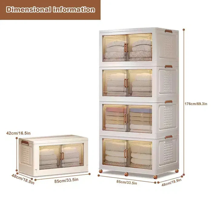GustoWave 4 Tier Stackable Storage Bins With Lid Closet Organizers Collapsible Plastic Storage Bins Home Containers Boxes for Bedroom Living Room