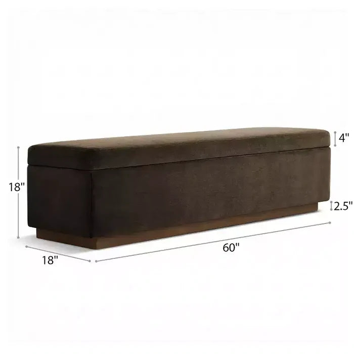 60 Modern Velvet Upholstered Storage Bench, Stylish Living Room Seating with Hidden Storage, End-of-Bed and Entryway Bench-Panipeachy