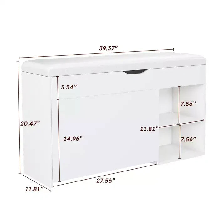 EHMKNP Entryway Bench with Shoe Storage, 3-Tier Flip-Up Drawers, Hidden Cabinet, Space-Saving Organizer for Hallway or Living Room