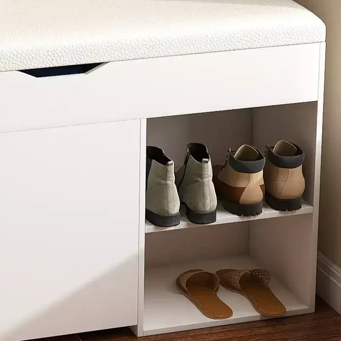 EHMKNP Entryway Bench with Shoe Storage, 3-Tier Flip-Up Drawers, Hidden Cabinet, Space-Saving Organizer for Hallway or Living Room