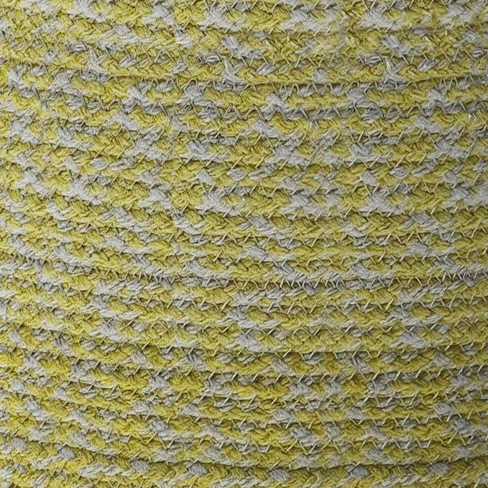 Muted Yellow and Natural | Bayley Round Braided Pouf