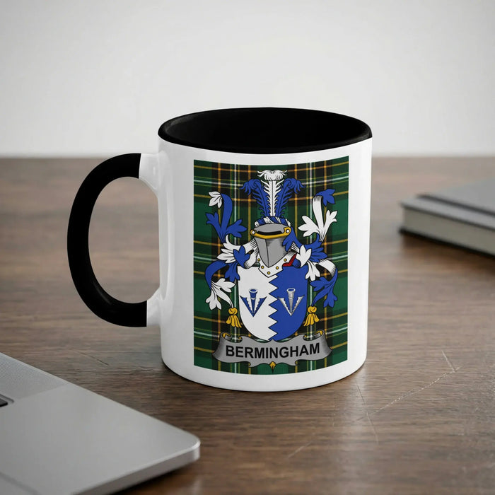Bermingham ceramic heritage mug with Irish National Tartan detail