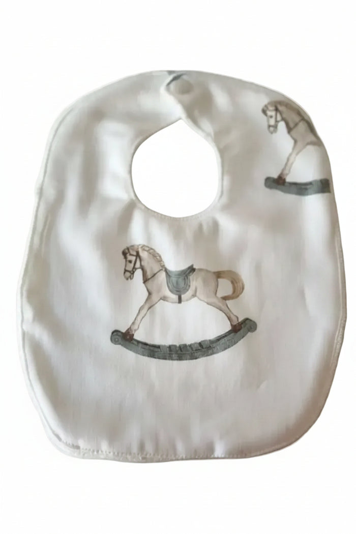 bib rocking horse square - dusty blue