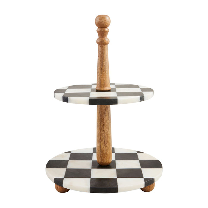 Black & White Check Tiered Marble Server
