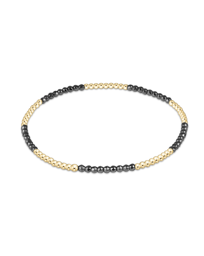 Blissful Pattern 2mm Bead Silver Faceted Hematite Bracelet