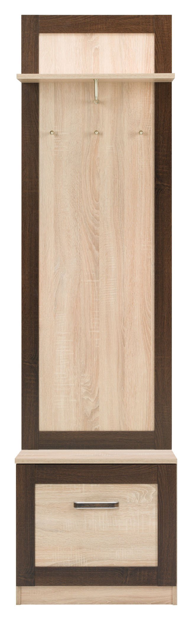 Boss Coat Hanger with a Cupboard in Light Oak and Chocolate Oak Colour