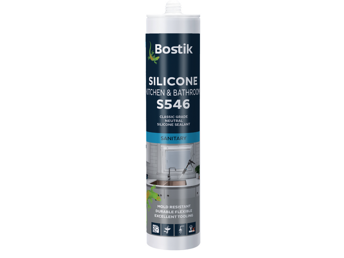 Bostik S546 Anti Fungus Bathroom and Kitchen White Silicone Sealant