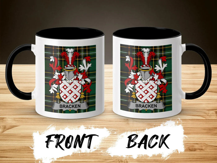 Bracken Irish surname mug showing the family crest