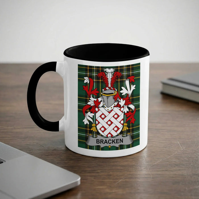 Bracken ceramic heritage mug with Irish National Tartan detail
