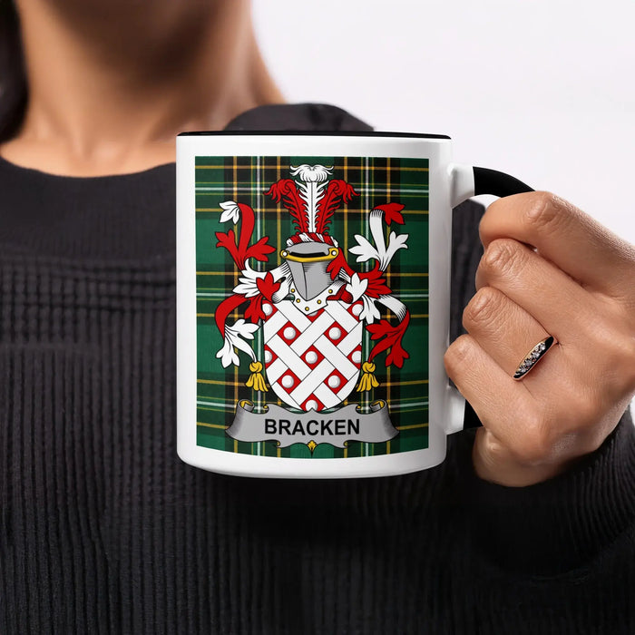Bracken family crest accent mug for coffee or tea