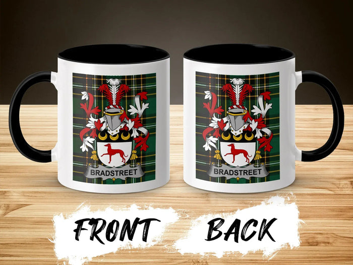 Bradstreet Irish family crest mug showing front and reverse design