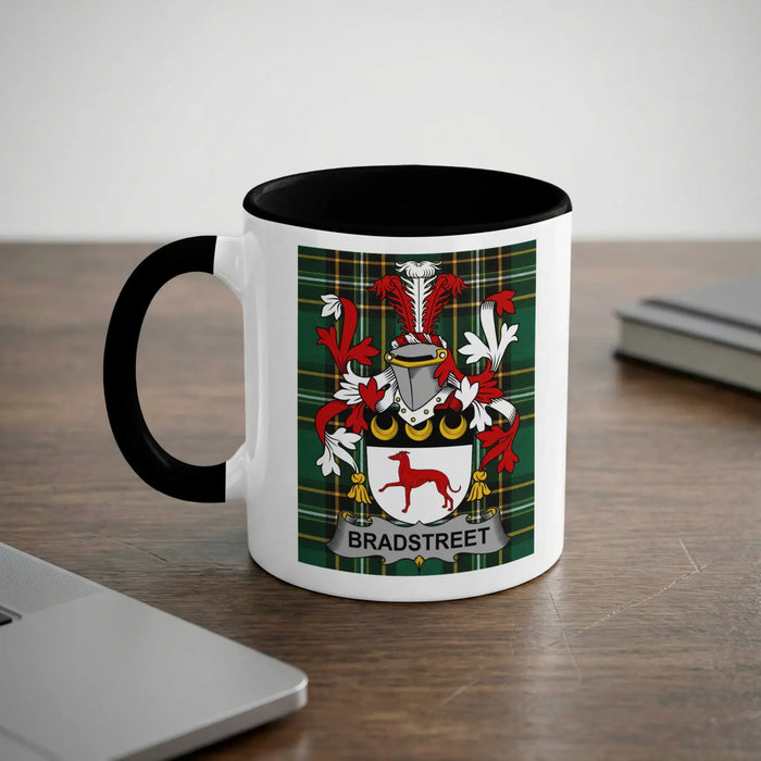 Bradstreet Irish surname mug with black interior and handle