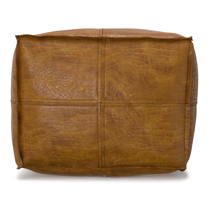 Tan Genuine Leather | Brody Square Pouf in Genuine Leather
