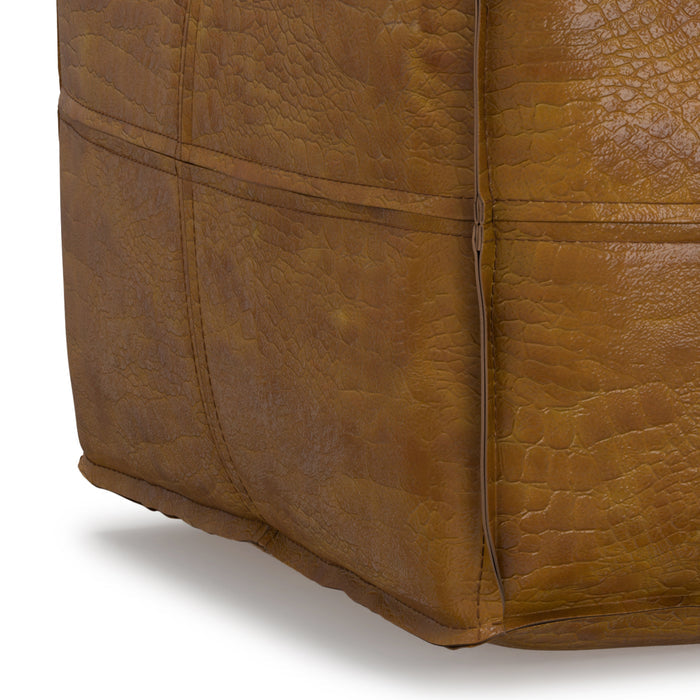 Tan Genuine Leather | Brody Square Pouf in Genuine Leather