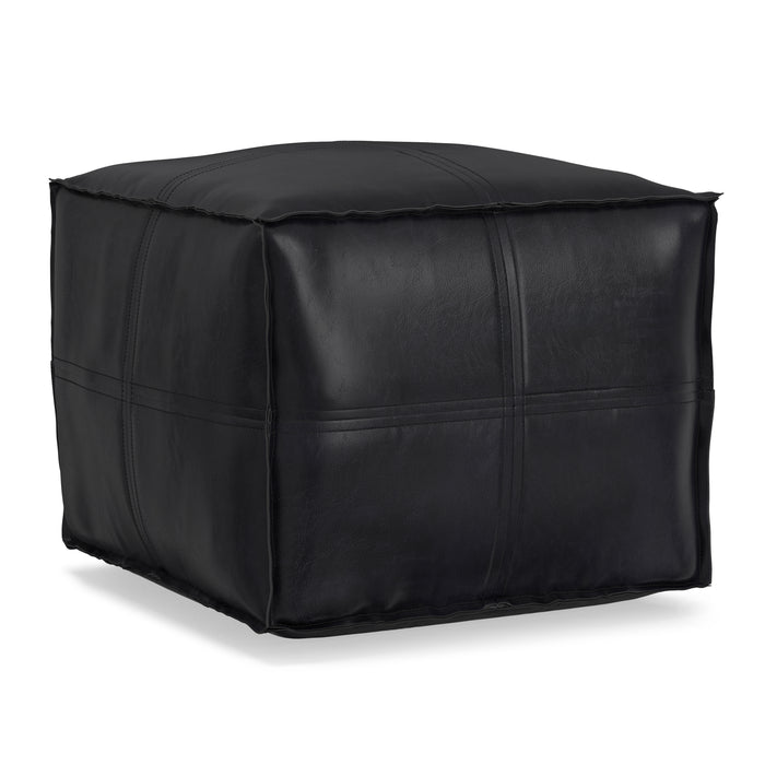 Brody 18 inch Square Top Stitch Pouf in Vegan Leather