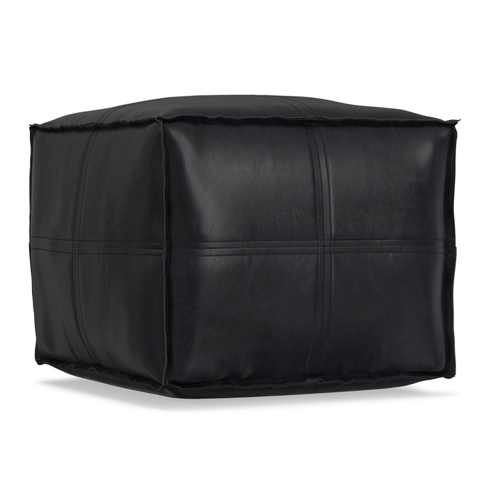 Brody 18 inch Square Top Stitch Pouf in Vegan Leather