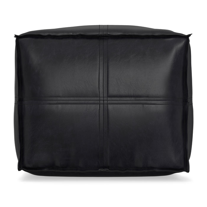 Brody 18 inch Square Top Stitch Pouf in Vegan Leather