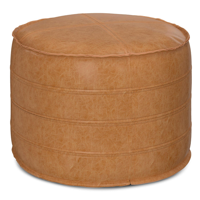 Distressed Camel Brown | Brody 20 Inch Round Pouf