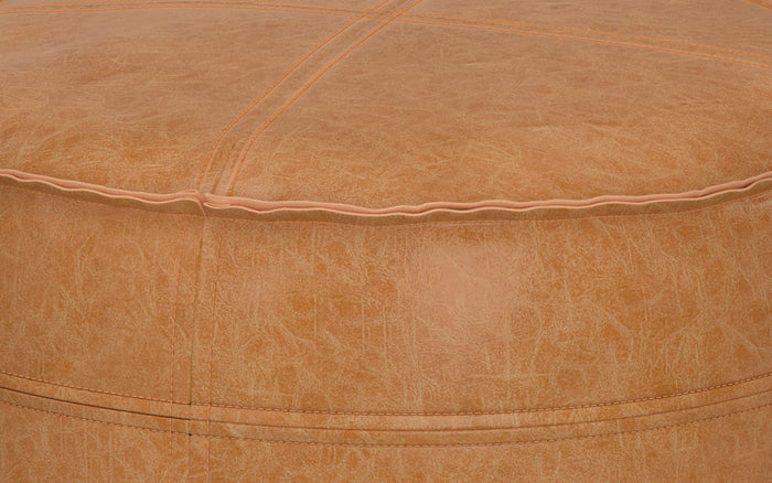 Distressed Camel Brown | Brody 20 Inch Round Pouf