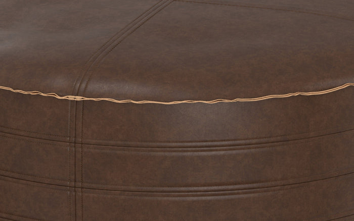 Distressed Dark Brown 32 inch | Brody 32 inch Round Coffee Table Pouf
