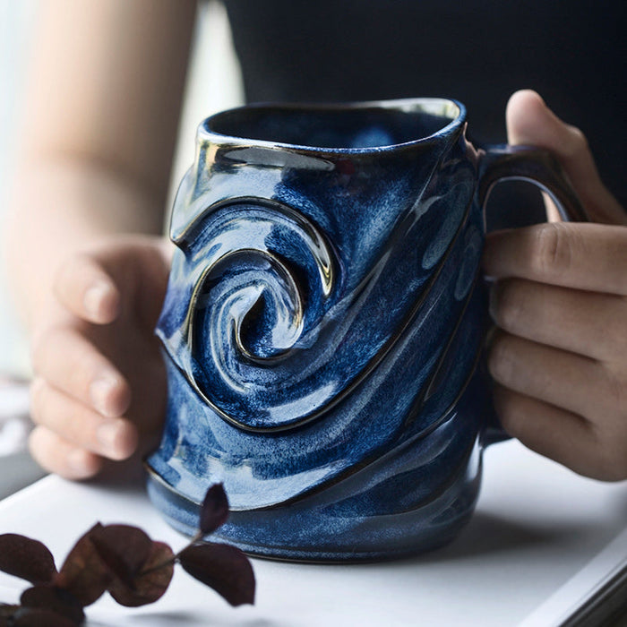 Brown Ceramic Coffee Mug, Stoneware Coffee Mugs, Large Capacity Coffee Cups, Large Handmade Pottery Coffee Mug-Paintingforhome