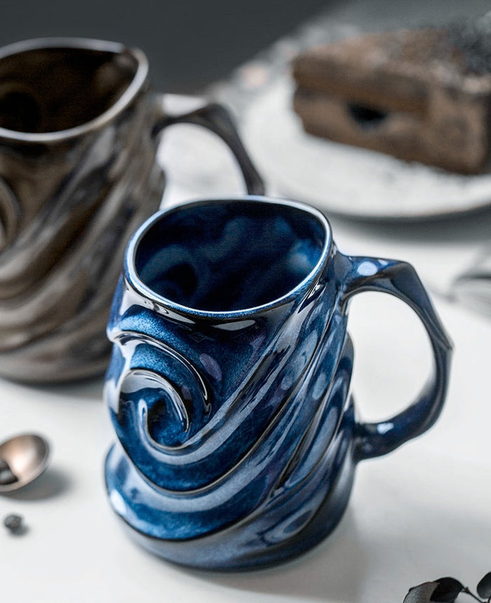 Brown Ceramic Coffee Mug, Stoneware Coffee Mugs, Large Capacity Coffee Cups, Large Handmade Pottery Coffee Mug-Paintingforhome