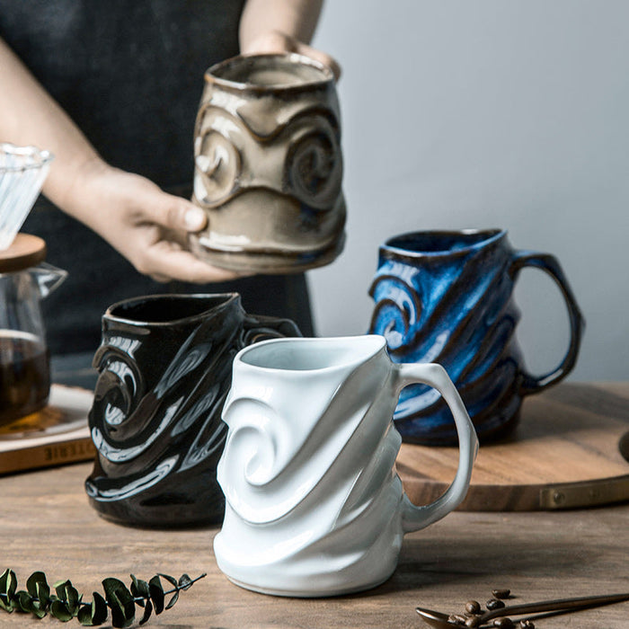 Brown Ceramic Coffee Mug, Stoneware Coffee Mugs, Large Capacity Coffee Cups, Large Handmade Pottery Coffee Mug-Paintingforhome