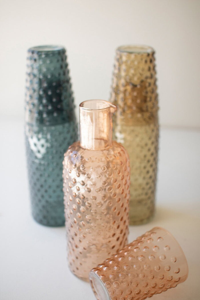 Bubble Glass Carafe with tumbler (multiple colors)