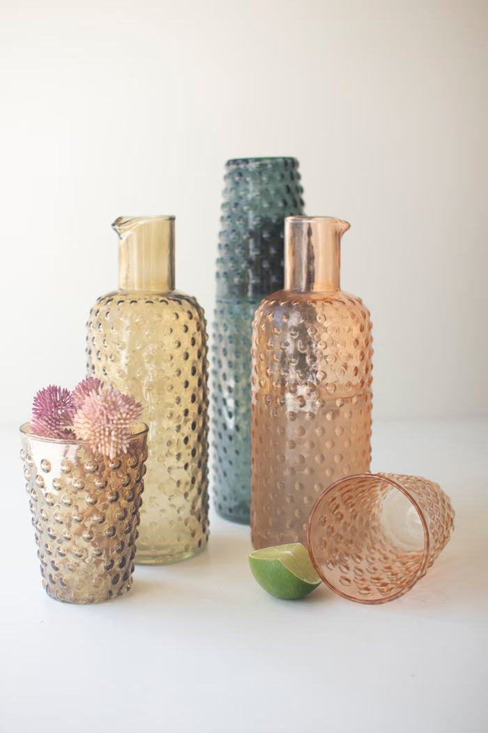 Bubble Glass Carafe with tumbler (multiple colors)