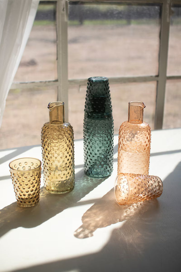 Bubble Glass Carafe with tumbler (multiple colors)