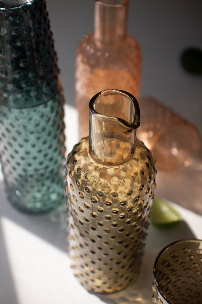 Bubble Glass Carafe with tumbler (multiple colors)