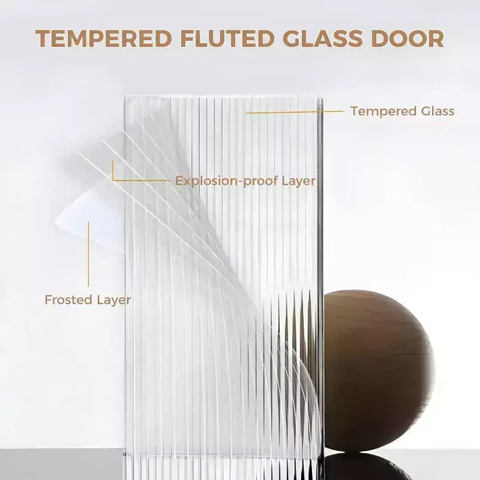 COZONY Sideboard Buffet Cabinet with Fluted Glass Doors, Modern Storage Cabinet with Drawers for Dining Room, Kitchen, and Entryway Organization