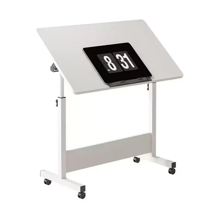 Adjustable Height Folding Desk with Lockable Wheels,Mobile Sit-Stand Computer Table for Home Office Space-Saving Writing Workstation for Small Spaces