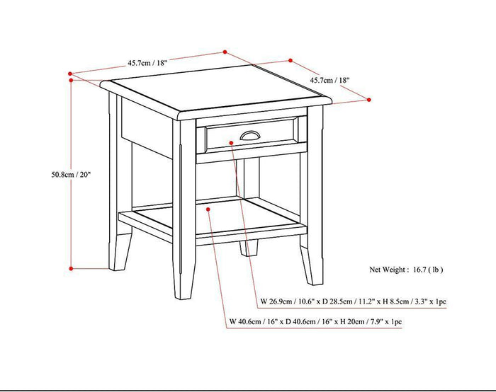 Mahogany Brown | Burlington End Side Table