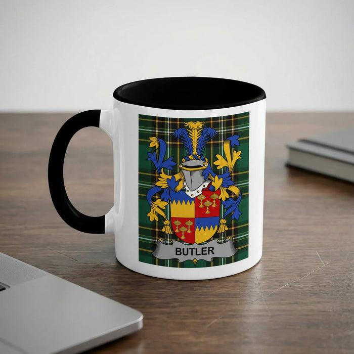Butler Irish surname mug with black interior and handle
