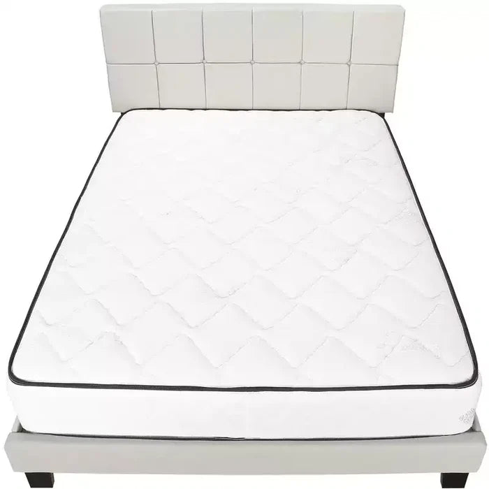 HomeRoots Beige Tufted Linen Queen Bed Frame