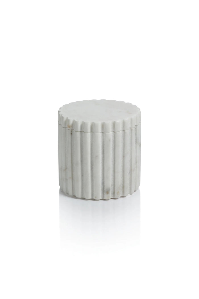 Calabria Fluted White Marble Canister