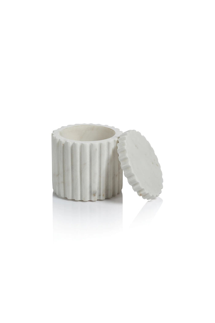 Calabria Fluted White Marble Canister
