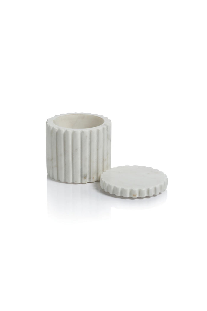 Calabria Fluted White Marble Canister