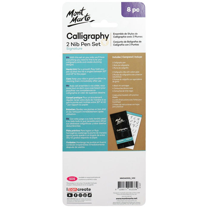Calligraphy 2 Nib Pen Set Signature 8pc