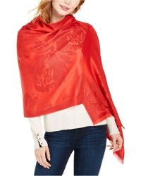 Calvin Klein Abstract Floral Metallic Scarf, Red - Machann.com