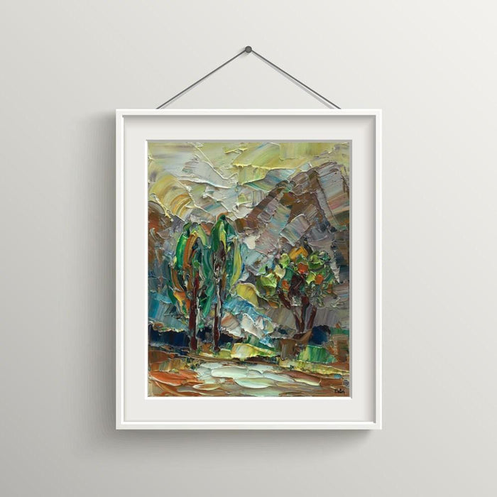 Canvas Painting, Small Oil Painting, Heavy Texture Oil Painting, Mountain Landscape Painting, 8X10 inch-Paintingforhome