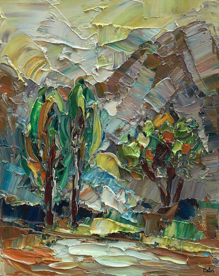 Canvas Painting, Small Oil Painting, Heavy Texture Oil Painting, Mountain Landscape Painting, 8X10 inch-Paintingforhome