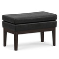 Distressed Black Distressed Vegan Leather | Carlson Small Ottoman Bench Distressed Vegan Leather
