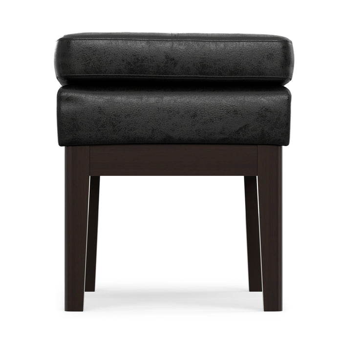 Distressed Black Distressed Vegan Leather | Carlson Small Ottoman Bench Distressed Vegan Leather