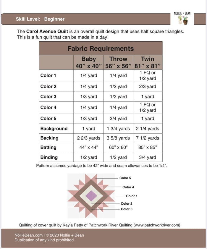 CAROL AVENUE QUILT PATTERN