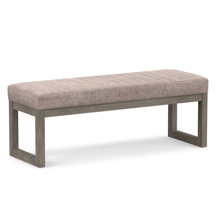 Distressed Grey Taupe Distressed Vegan Leather | Casey Ottoman Bench