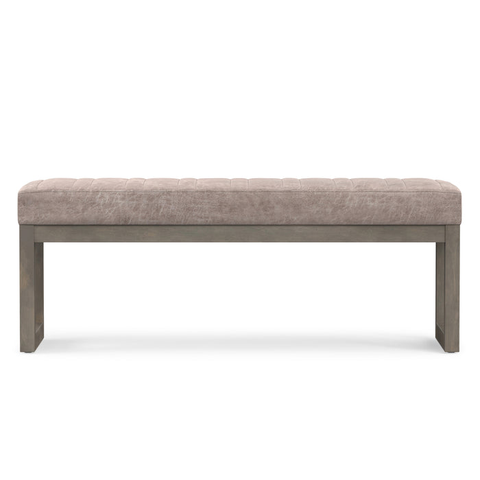 Distressed Grey Taupe Distressed Vegan Leather | Casey Ottoman Bench
