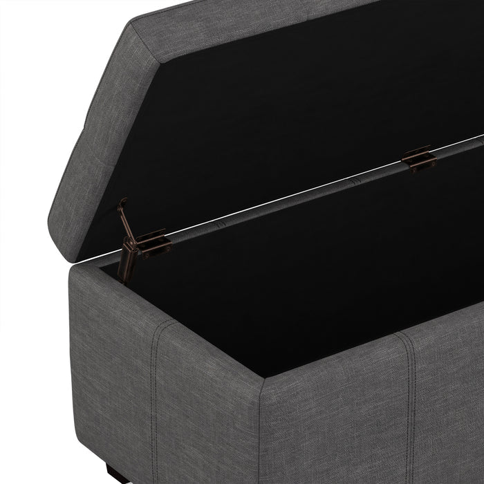 Slate Grey | Castleford Storage Ottoman in Linen